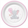 Talerzyki papierowe na tort urodziny dekoracja słoń słonik balon różowy 8x